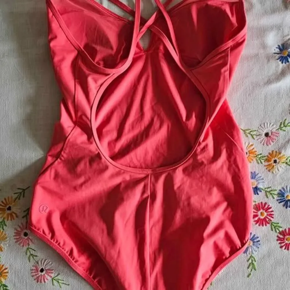 Lululemon Athletica One-Piece Swimsuit NWOT Coral Strappy Open Back sz S